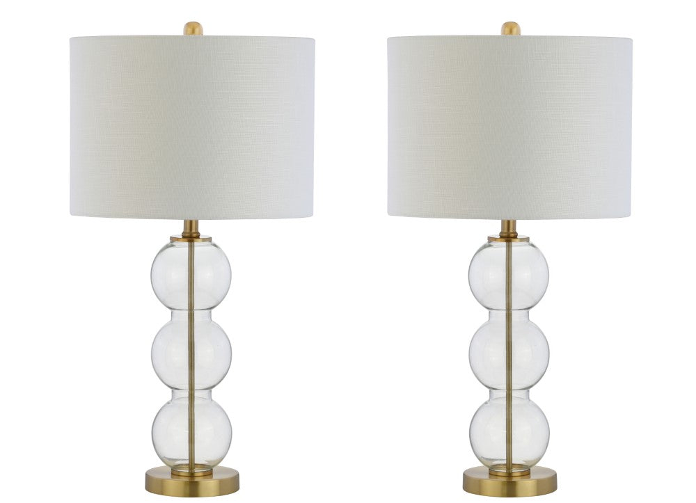 Max 27" Glass Triple-Sphere LED Table Lamp, Set of 2