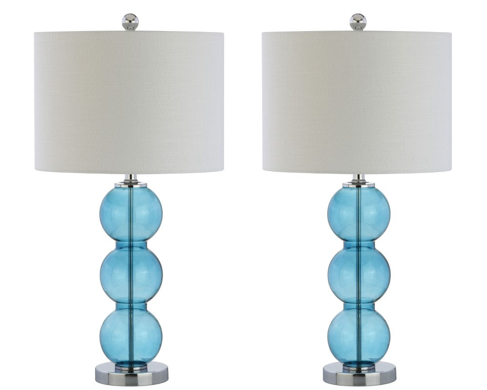 Max 27" Glass Triple-Sphere LED Table Lamp, Set of 2