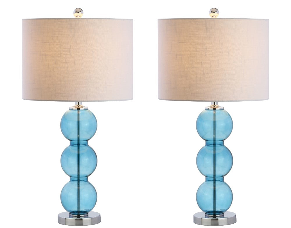 Max 27" Glass Triple-Sphere LED Table Lamp, Set of 2