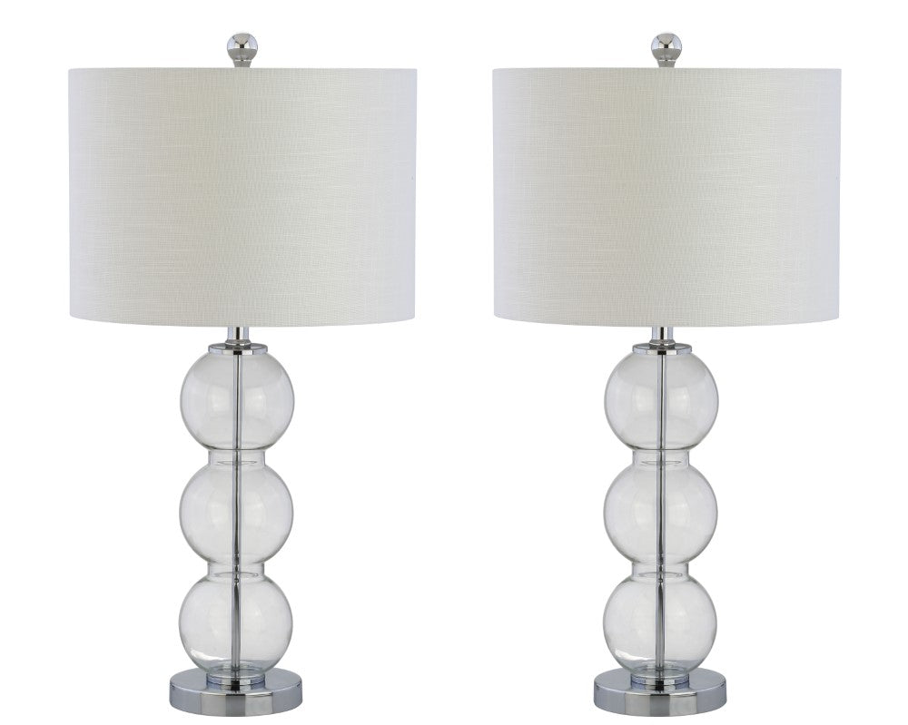Max 27" Glass Triple-Sphere LED Table Lamp, Set of 2