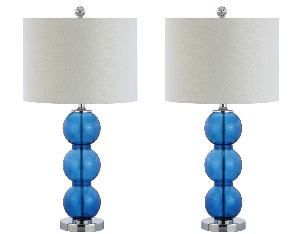 Max 27" Glass Triple-Sphere LED Table Lamp, Set of 2