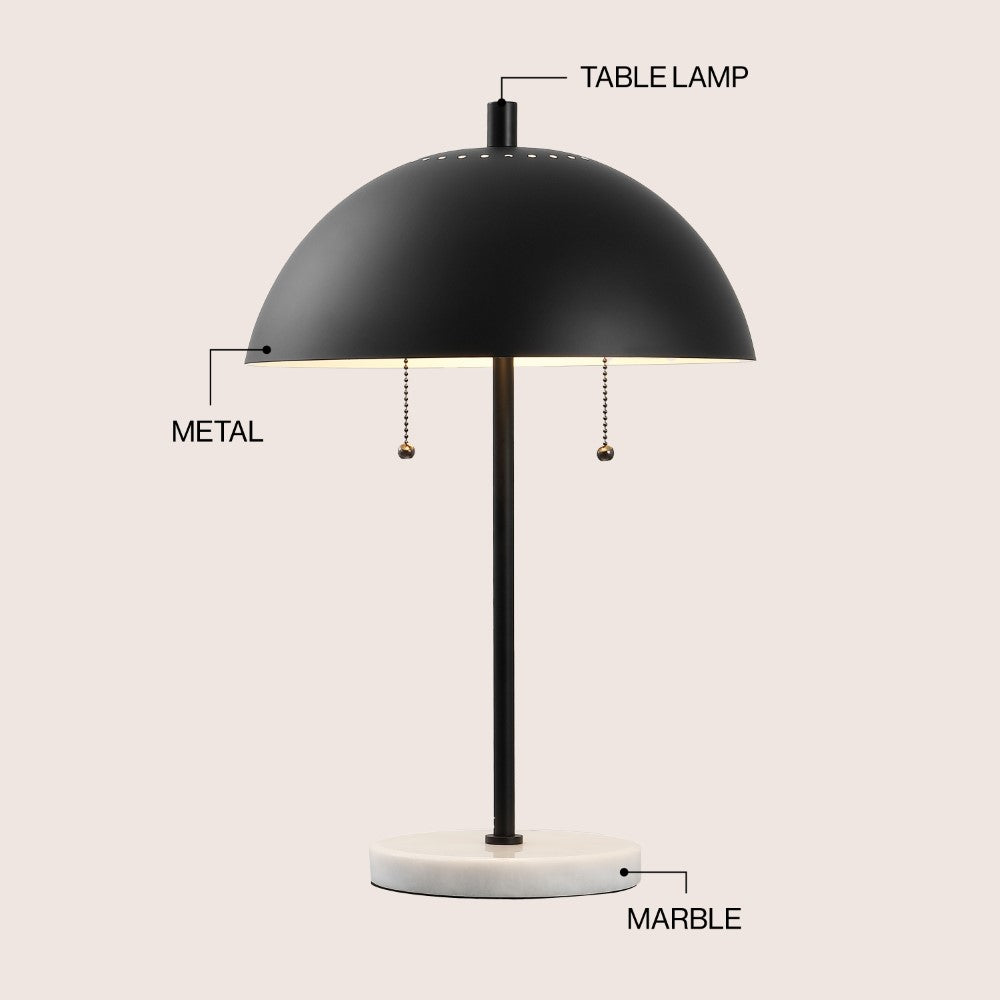 Hammer 20.7" Dome Metal with Marble Base LED Table Lamp