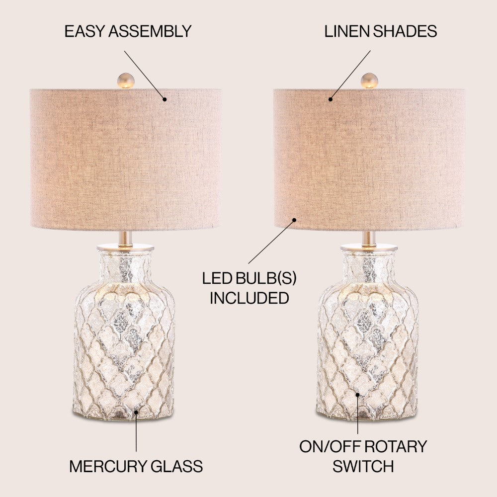 Jacob 24.5" LED Glass Table Lamp, Set of 2