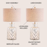 Jacob 24.5" LED Glass Table Lamp, Set of 2