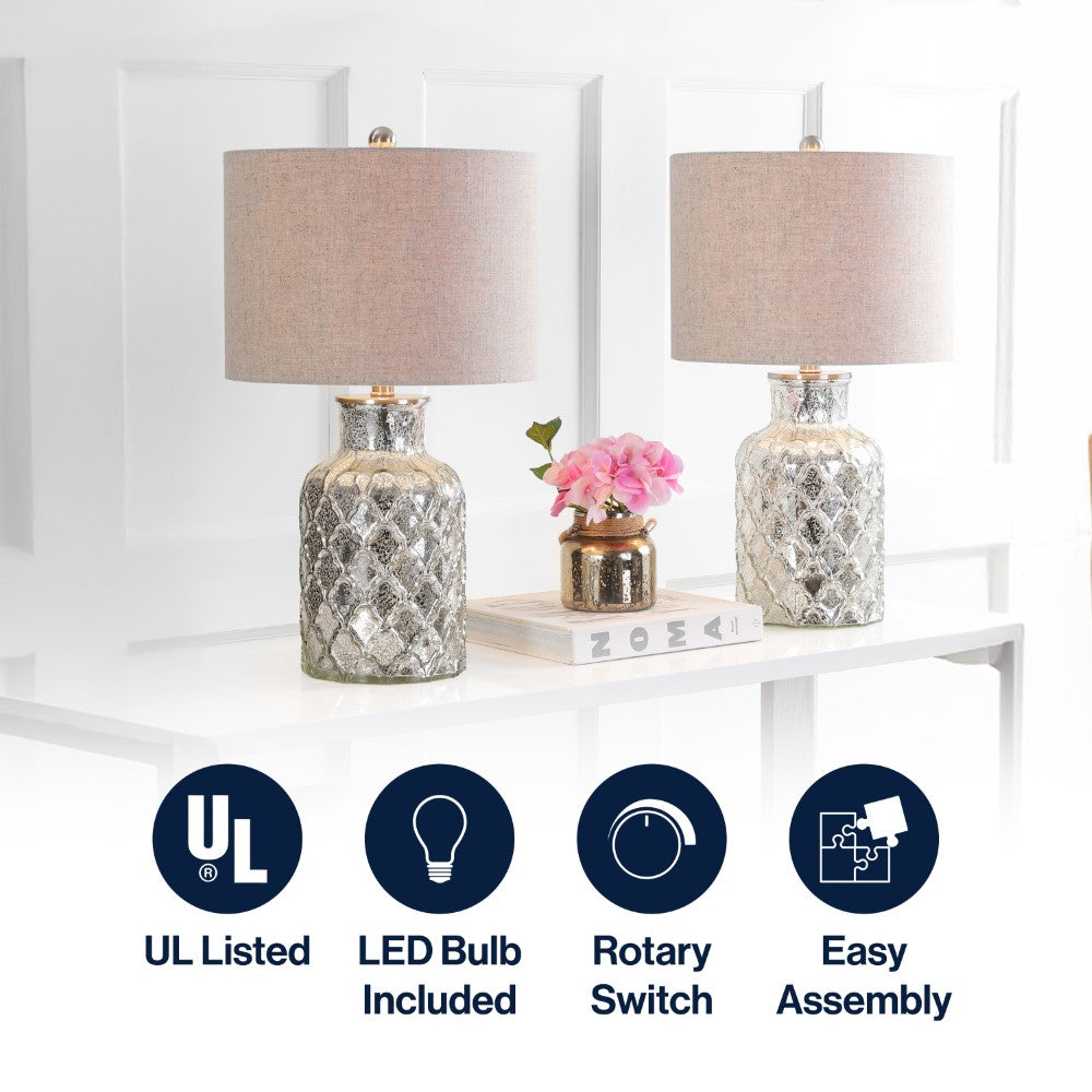 Jacob 24.5" LED Glass Table Lamp, Set of 2