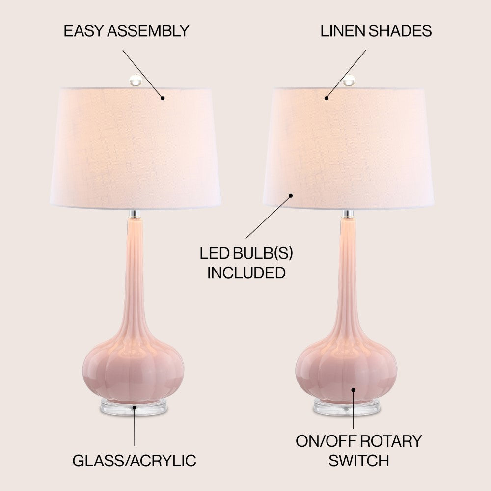 Sophia 28.5" Glass Teardrop LED Table Lamp, Set of 2