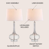Sophia 28.5" Glass Teardrop LED Table Lamp, Set of 2