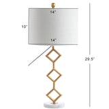 Borer 29.5" Modern Gilt Metal with Marble Base LED Table Lamp