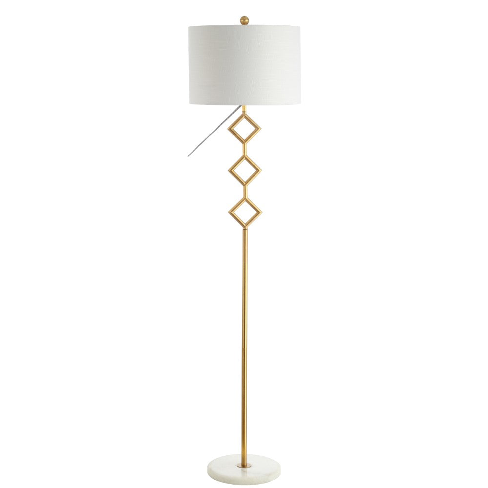 Crane 61.5" Modern Gilt Metal with Marble Based LED Floor Lamp