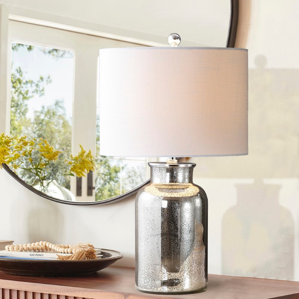 Dax 24.5" Trellis Pattern Glass LED Table Lamp