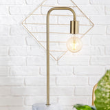 Fruitu 20.5" Minimalist Glam Gold Pipe Metal/Marble LED Table Lamp