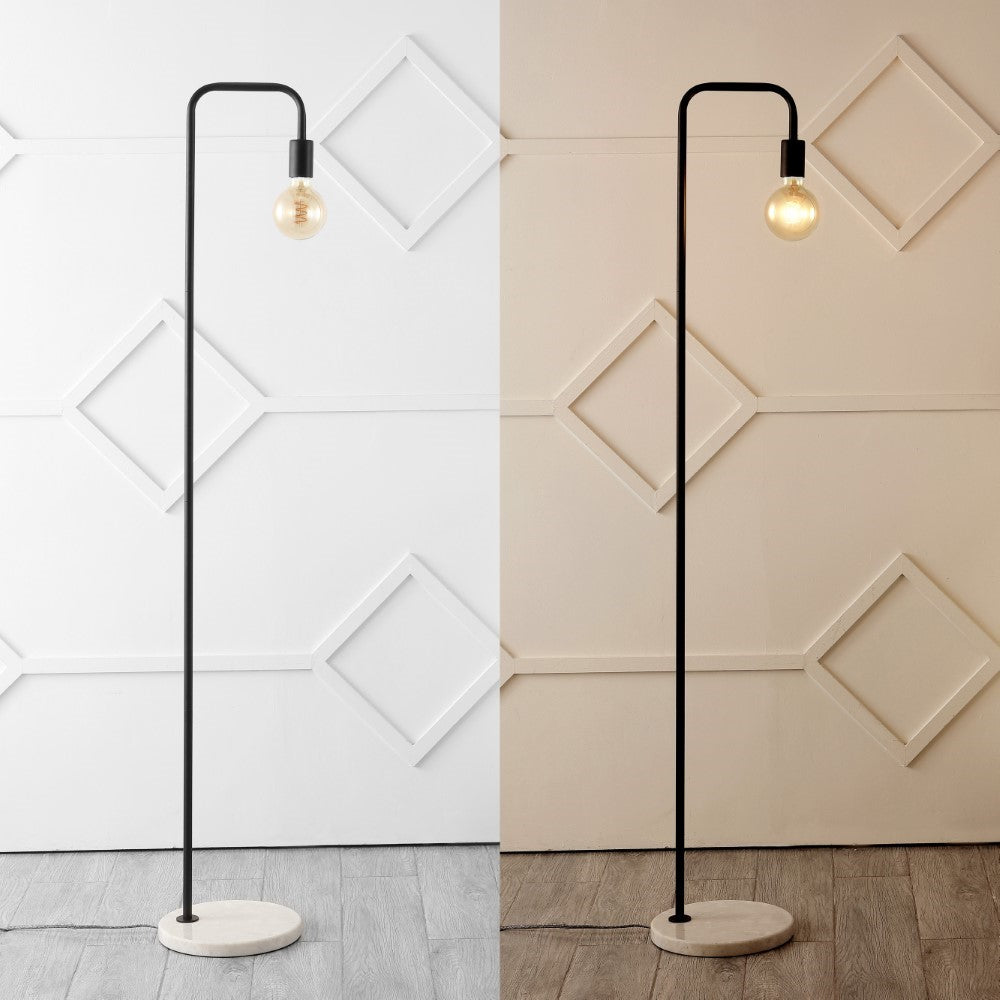 Darwin 60" Minimalist Edison Metal/Marble Floor Lamp