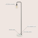 Darwin 60" Minimalist Edison Metal/Marble Floor Lamp