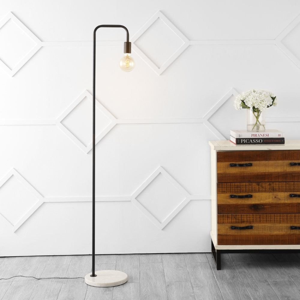 Darwin 60" Minimalist Edison Metal/Marble Floor Lamp