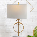 Grasshopper 26" Modern Circle Marble/Metal LED Table Lamp