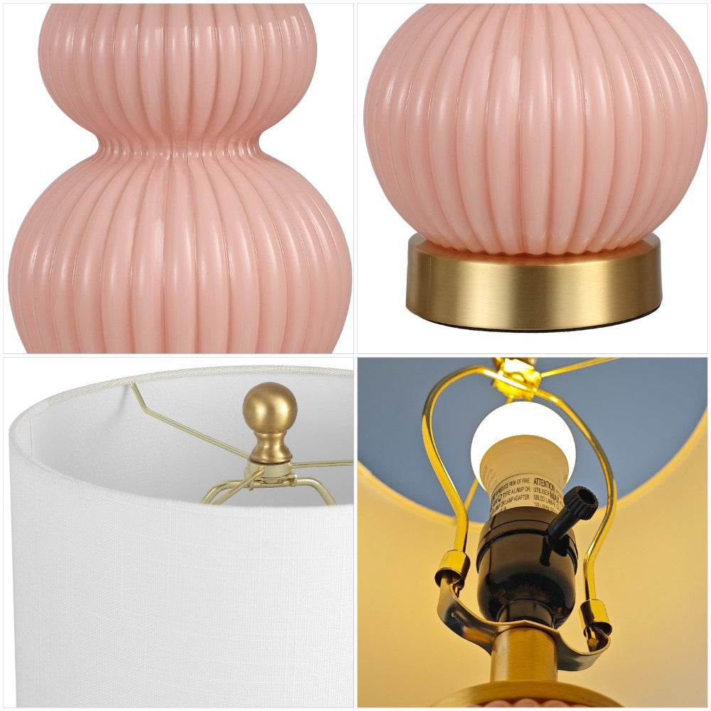 Daisy 20" Ribbed Metal/Glass LED Table Lamp