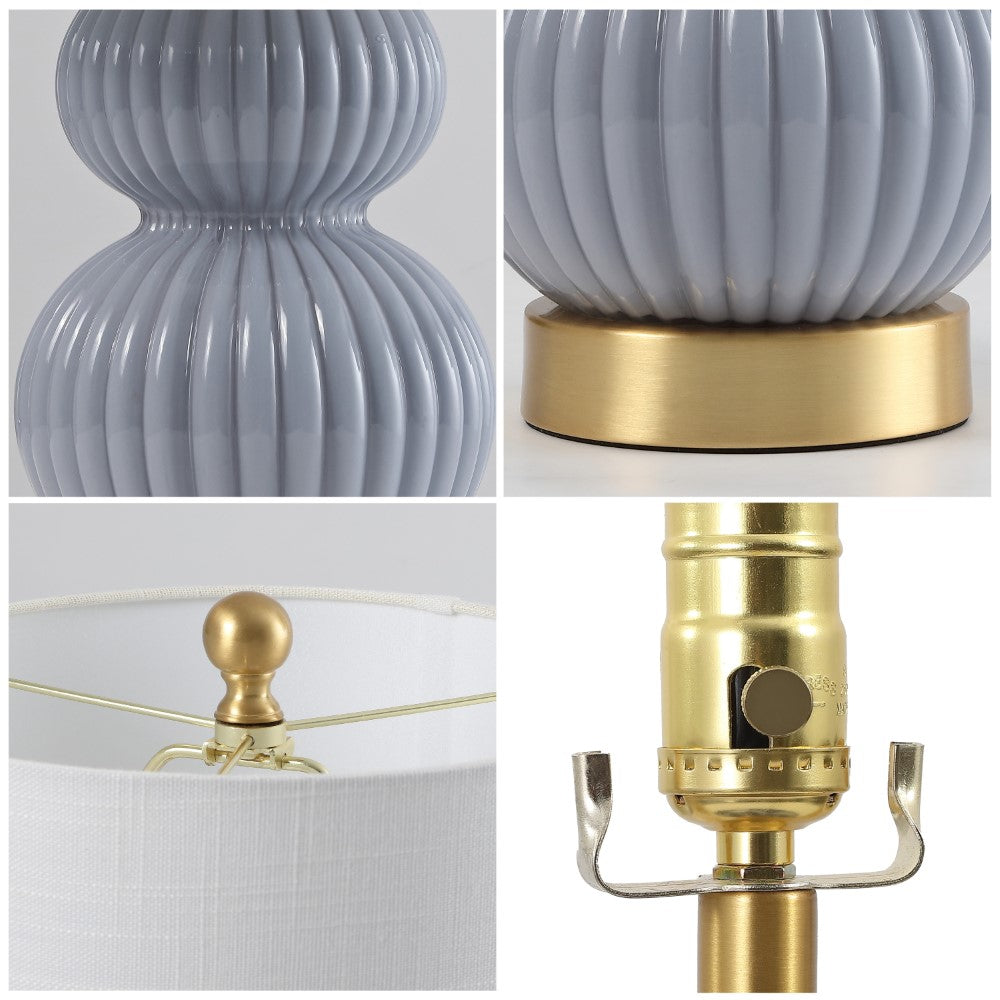 Daisy 20" Ribbed Metal/Glass LED Table Lamp