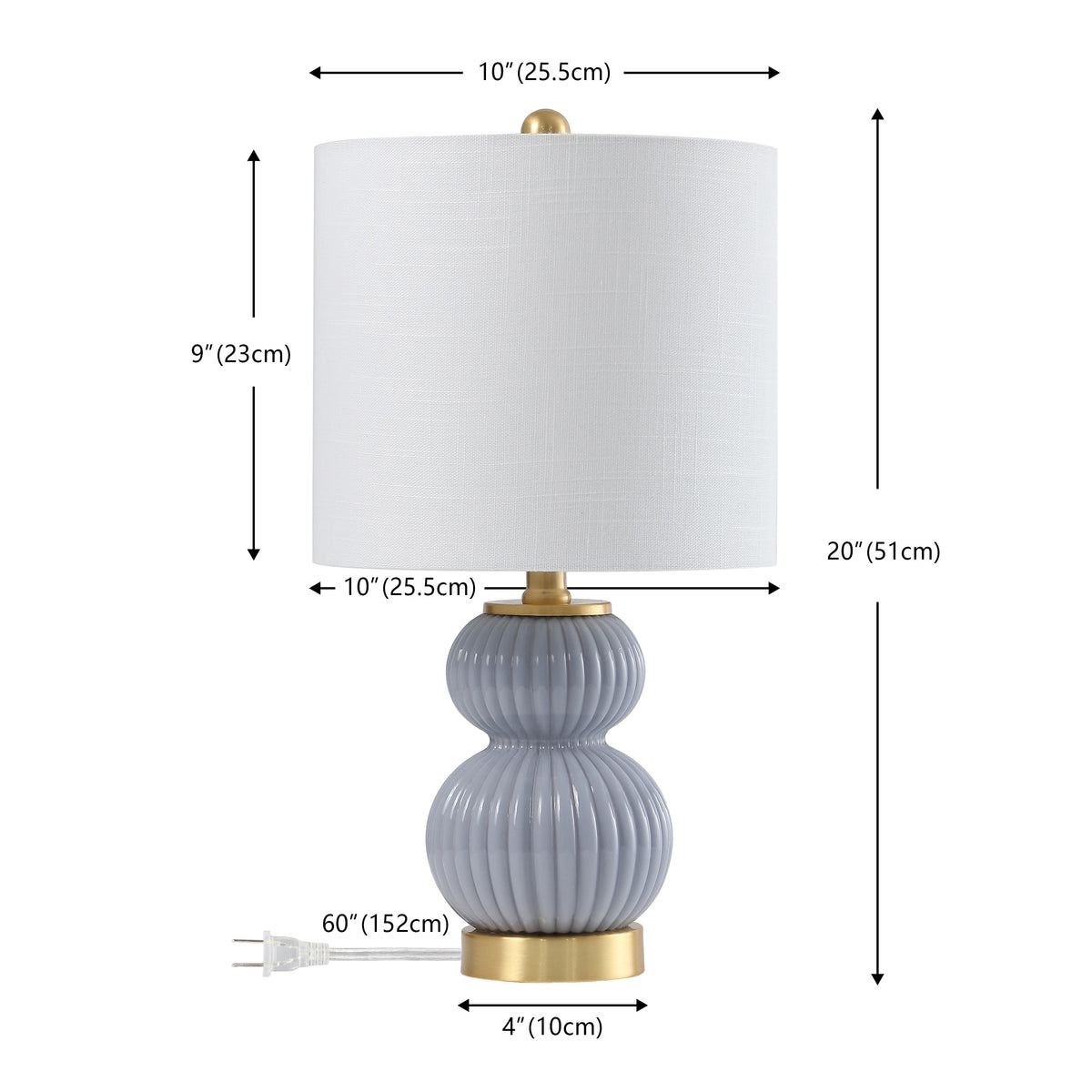 Daisy 20" Ribbed Metal/Glass LED Table Lamp