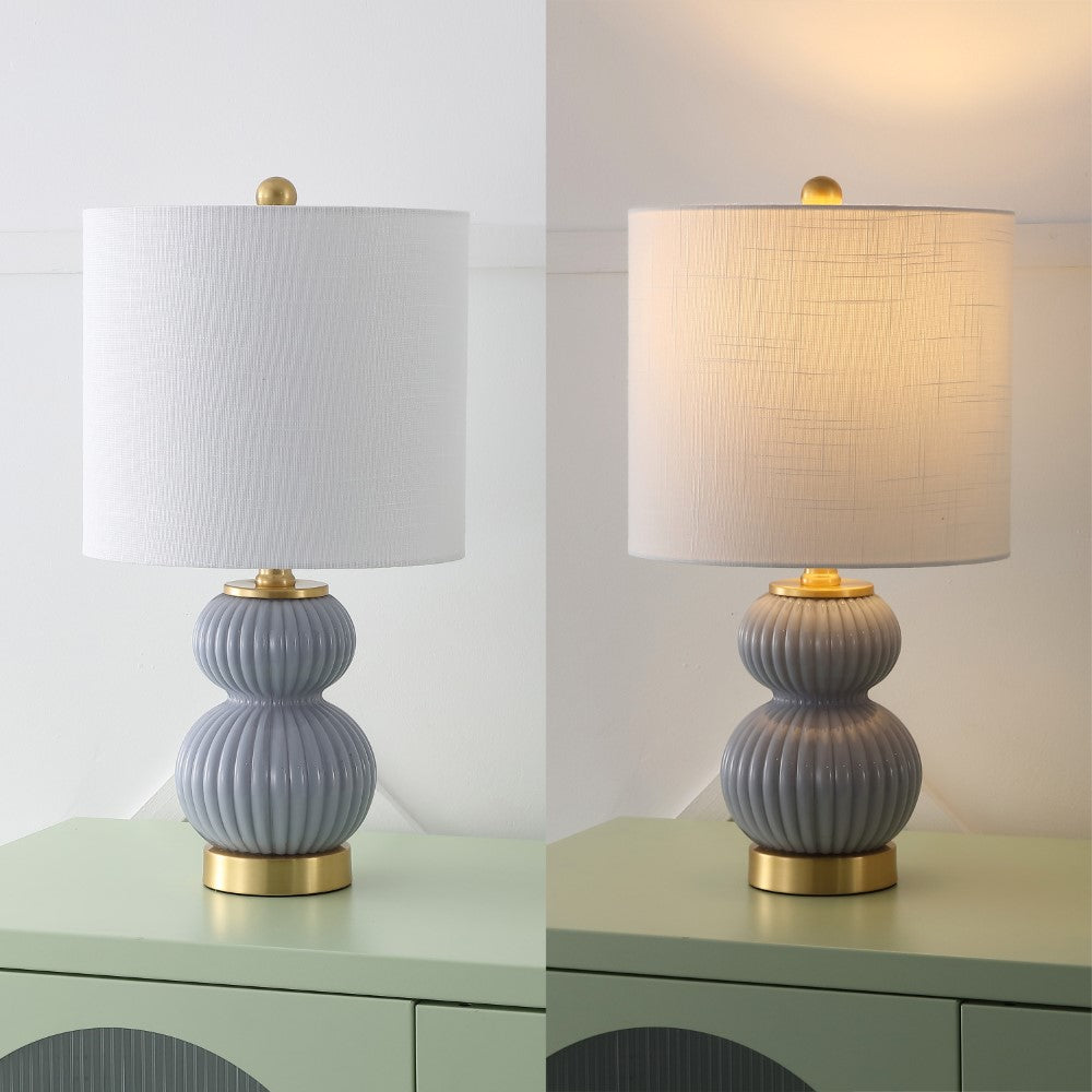 Daisy 20" Ribbed Metal/Glass LED Table Lamp