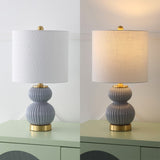 Daisy 20" Ribbed Metal/Glass LED Table Lamp