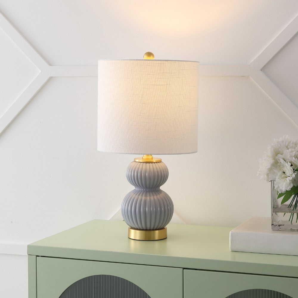 Daisy 20" Ribbed Metal/Glass LED Table Lamp