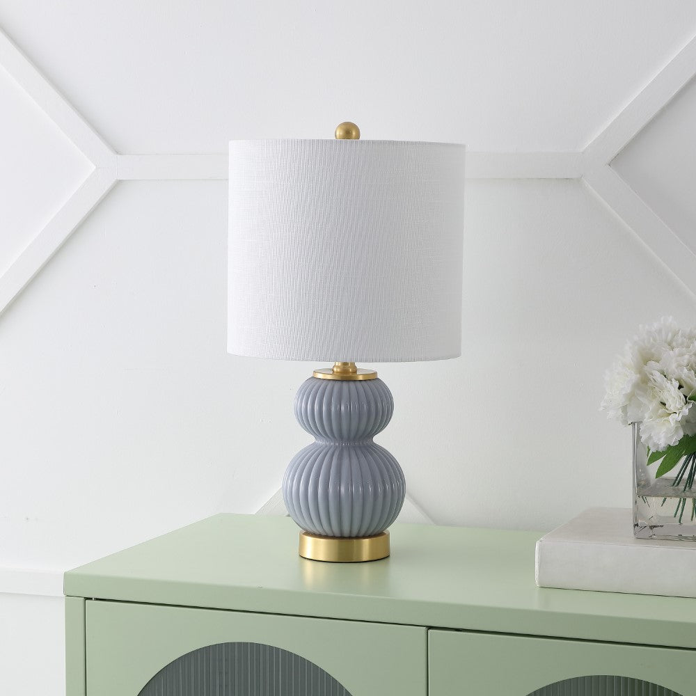 Daisy 20" Ribbed Metal/Glass LED Table Lamp