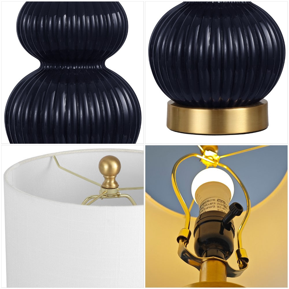 Daisy 20" Ribbed Metal/Glass LED Table Lamp