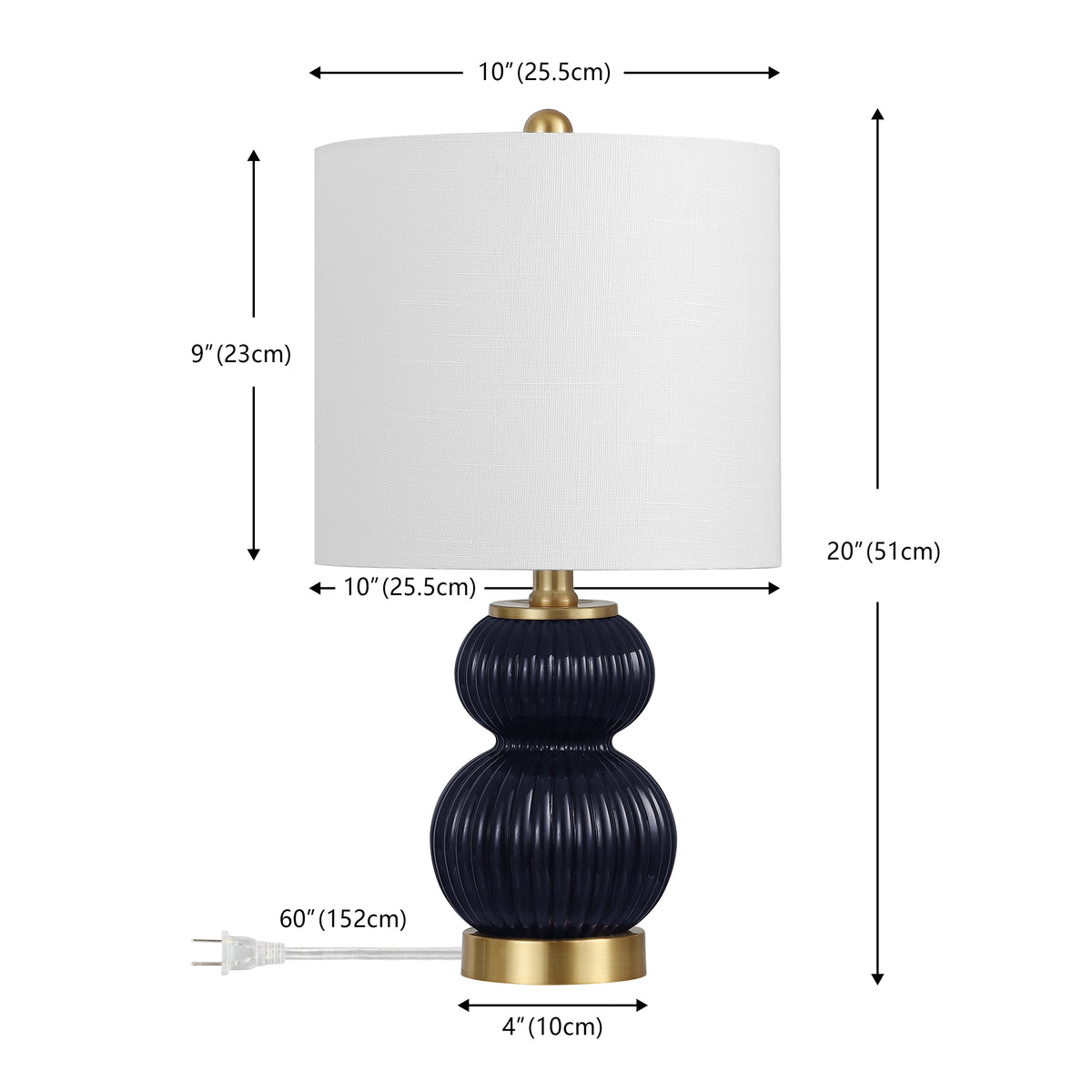 Daisy 20" Ribbed Metal/Glass LED Table Lamp