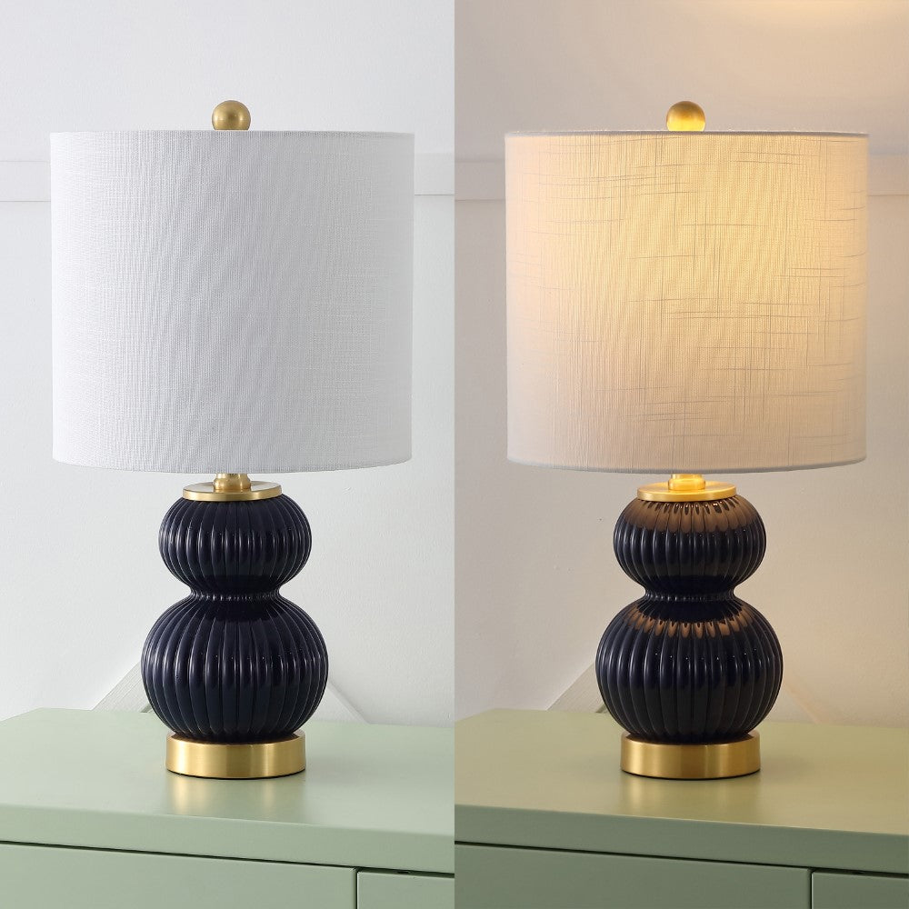 Daisy 20" Ribbed Metal/Glass LED Table Lamp
