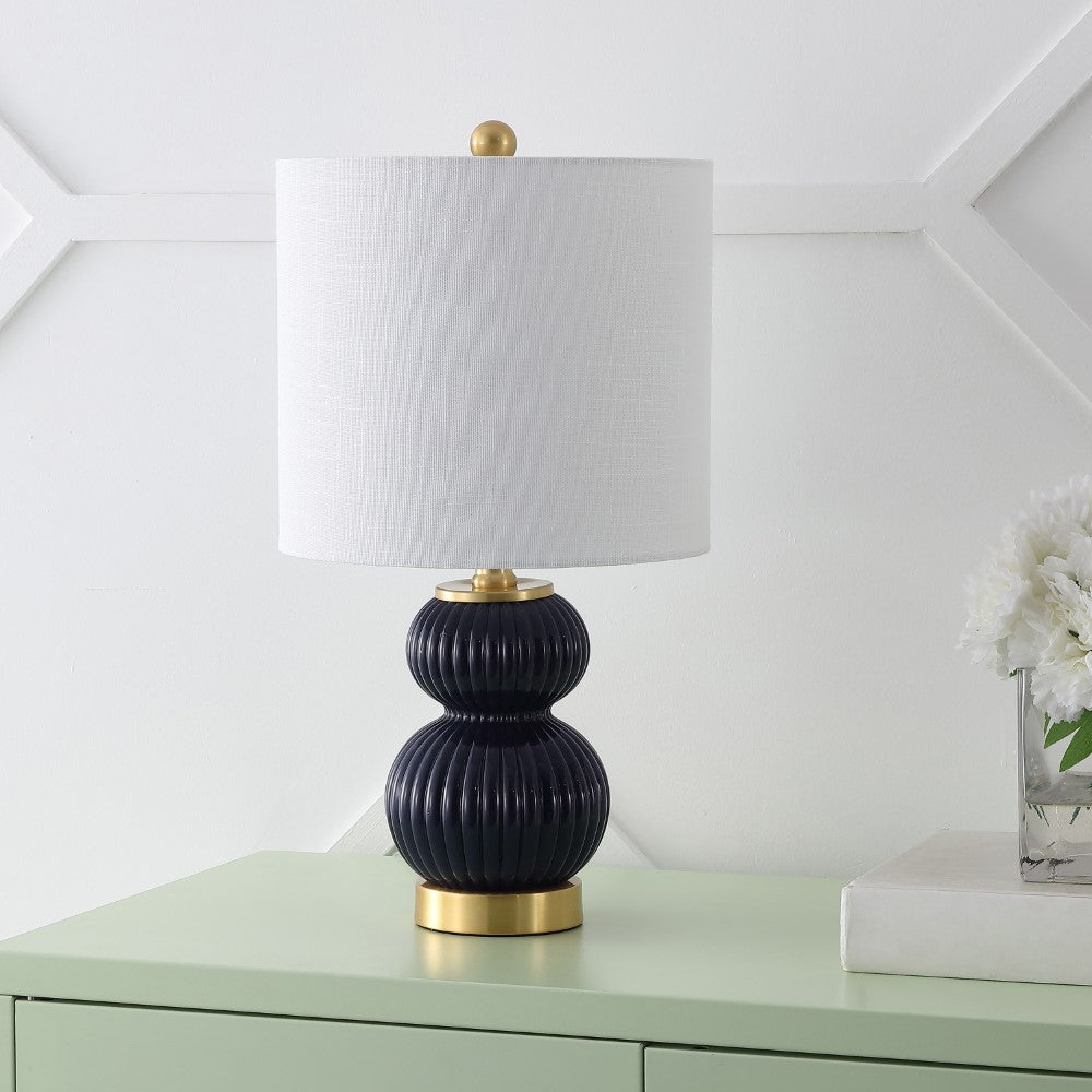 Daisy 20" Ribbed Metal/Glass LED Table Lamp