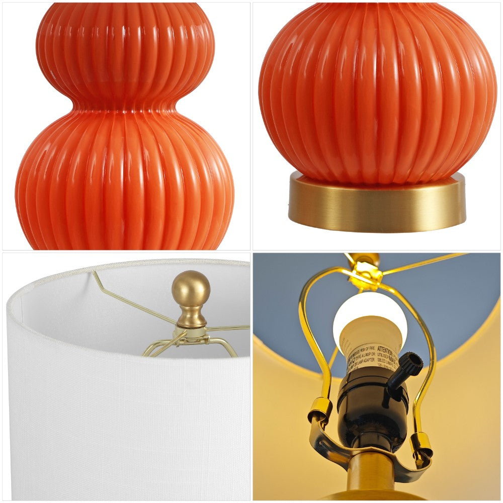 Daisy 20" Ribbed Metal/Glass LED Table Lamp
