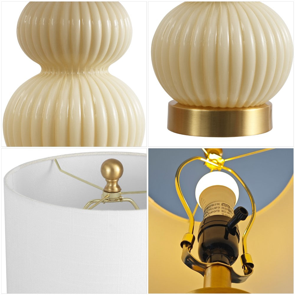 Daisy 20" Ribbed Metal/Glass LED Table Lamp