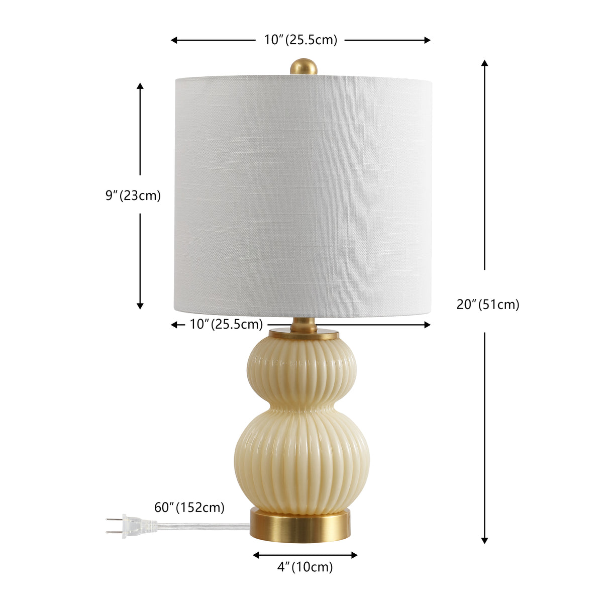 Daisy 20" Ribbed Metal/Glass LED Table Lamp