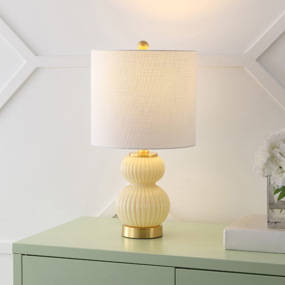 Daisy 20" Ribbed Metal/Glass LED Table Lamp