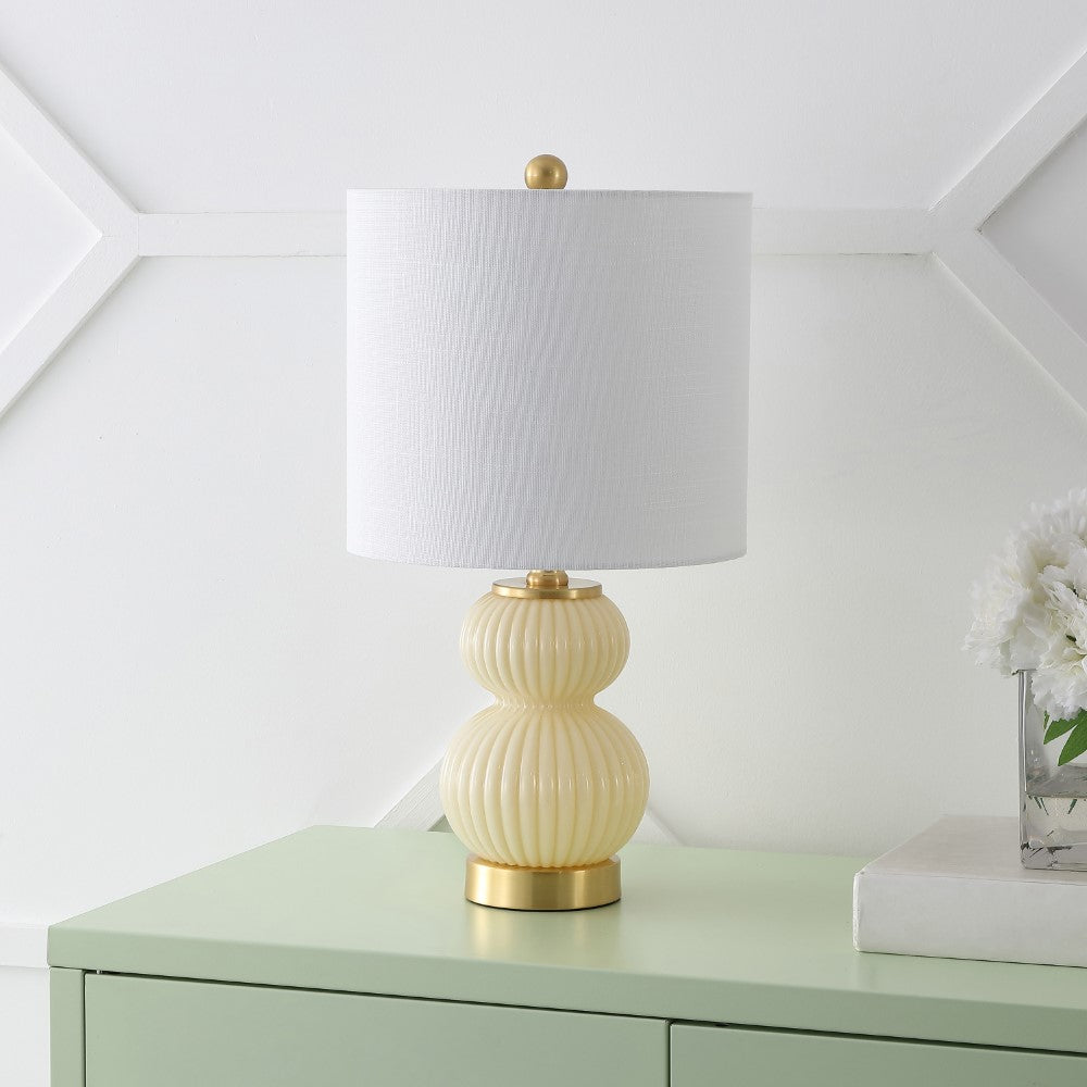Daisy 20" Ribbed Metal/Glass LED Table Lamp