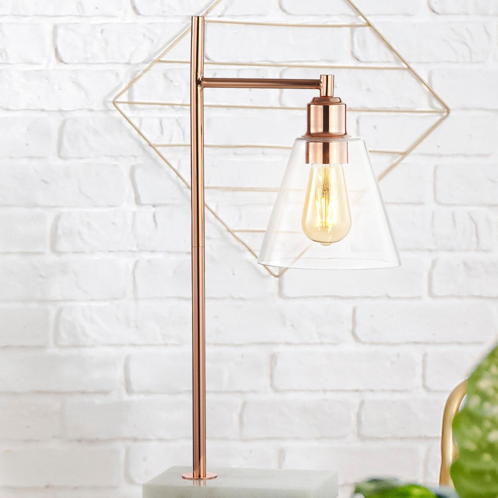 Christie 22.25" Modern Glam Metal/Marble LED Table Lamp