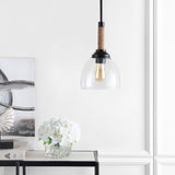 Hitchcock 7.63" Adjustable Rope-Wrap Modern Rustic Iron/Glass LED Pendant