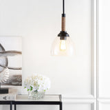Hitchcock 7.63" Adjustable Rope-Wrap Modern Rustic Iron/Glass LED Pendant