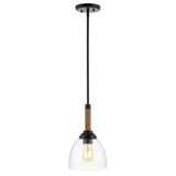 Hitchcock 7.63" Adjustable Rope-Wrap Modern Rustic Iron/Glass LED Pendant