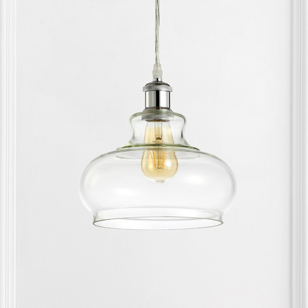 Gingsberry 9.38" Adjustable Iron/Glass Pharmacy LED Pendant