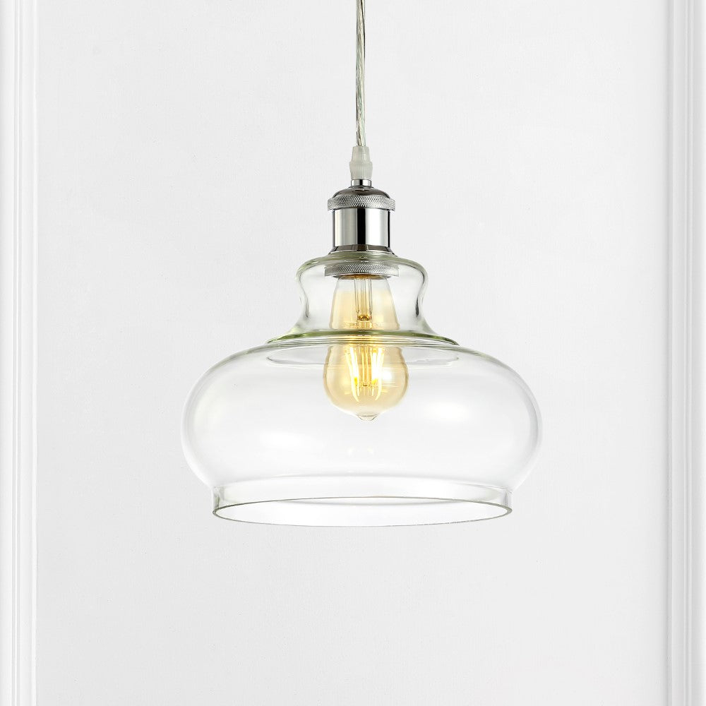Gingsberry 9.38" Adjustable Iron/Glass Pharmacy LED Pendant