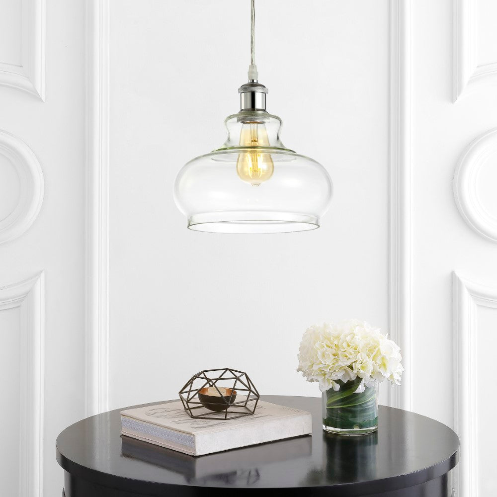 Gingsberry 9.38" Adjustable Iron/Glass Pharmacy LED Pendant