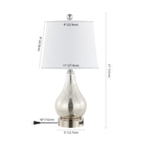 Orrstown 21" Farmhouse Industrial Iron/Glass LED Table Lamp with USB Charging Port Set 2