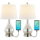 Orrstown 21" Farmhouse Industrial Iron/Glass LED Table Lamp with USB Charging Port Set 2
