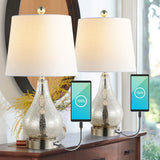 Orrstown 21" Farmhouse Industrial Iron/Glass LED Table Lamp with USB Charging Port Set 2