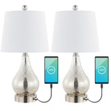 Orrstown 21" Farmhouse Industrial Iron/Glass LED Table Lamp with USB Charging Port Set 2