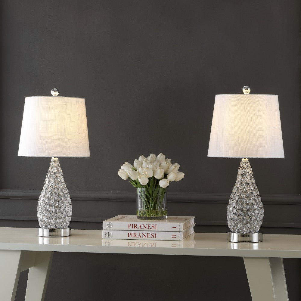 Bentz 22.25" Midcentury Modern Iron LED Table Lamp with USB Charging Port Set 2