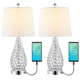 Bentz 22.25" Midcentury Modern Iron LED Table Lamp with USB Charging Port Set 2