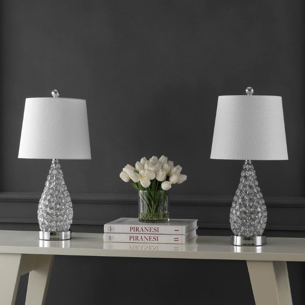 Bentz 22.25" Midcentury Modern Iron LED Table Lamp with USB Charging Port Set 2
