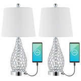 Bentz 22.25" Midcentury Modern Iron LED Table Lamp with USB Charging Port Set 2
